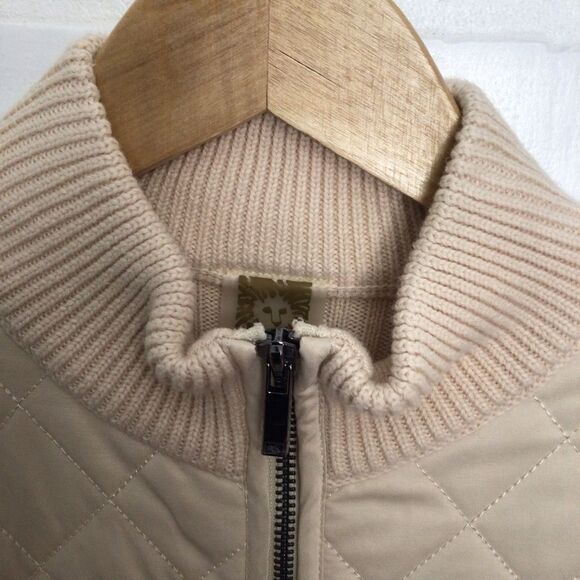 ANN Klein nude cotton quilted zip-up sleeveless vest large Ecru - Picture 7 of 15